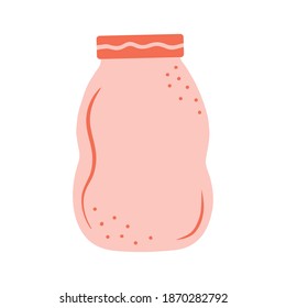 Hand drawn jar for products isolated on a white background. Kitchen utensils and utensils. Illustration in a simple flat style. It can be used for decoration of textile, paper and other surfaces.