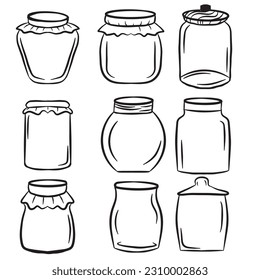 Hand drawn jars isolated on white background,vector illustration eps10