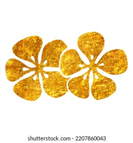 Hand drawn Jasmine flowers icon in gold foil texture vector illustration