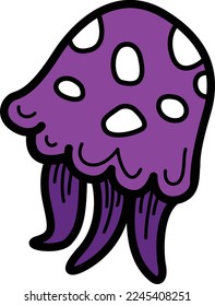 Hand drawn jellyfish character illustration, vector