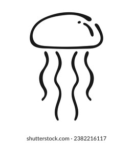 Hand drawn Jellyfish line icon on white background. Doodle. Eps 10.