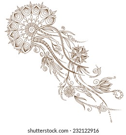 Hand drawn jellyfish. Vector illustration. Henna Mehendi Tattoo Doodles