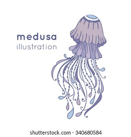 Hand drawn jellyfish. Vector illustration