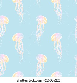 Hand drawn jellyfish. Vector illustration. Sea collection.