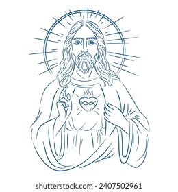 Hand Drawn Jesus Christ Line Art Sketch