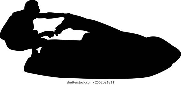 Hand drawn jet skiing silhouette illustration. People doing sport activity