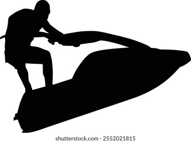 Hand drawn jet skiing silhouette illustration. People doing sport activity