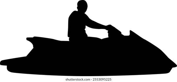 Hand drawn jet skiing silhouette illustration. People doing sport activity