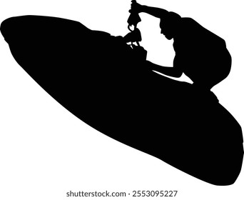 Hand drawn jet skiing silhouette illustration. People doing sport activity