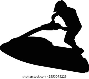 Hand drawn jet skiing silhouette illustration. People doing sport activity