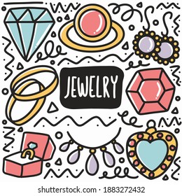 hand drawn jewelry doodle set with icons and design elements