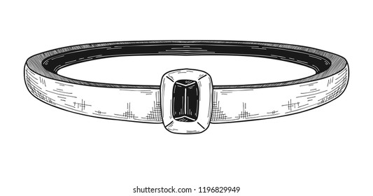 Hand drawn a jewelry ring. Vector illustration of a sketch style.