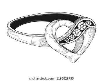 Hand drawn a jewelry ring. Vector illustration of a sketch style.