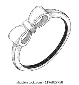 Hand drawn a jewelry ring. Vector illustration of a sketch style.