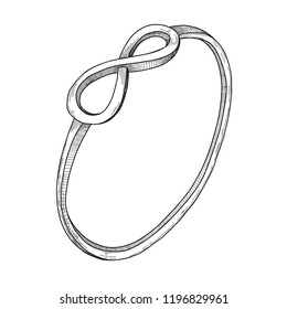 Hand drawn a jewelry ring. Vector illustration of a sketch style.