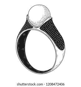 Hand drawn a jewelry ring. Vector illustration of a sketch style.