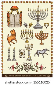 hand drawn jewish design elements