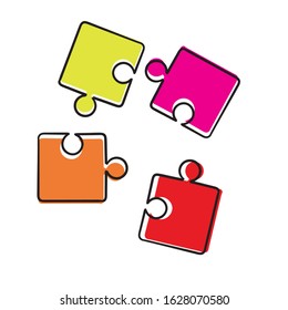 hand drawn jigsaw puzzle element illustration with doodle style