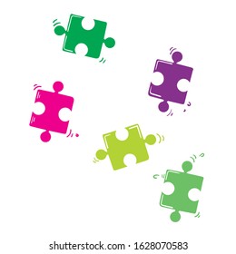 hand drawn jigsaw puzzle element illustration with doodle style