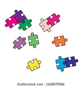 hand drawn jigsaw puzzle element illustration with doodle style