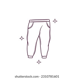 Hand Drawn Jogger Pants. Doodle Vector Sketch Illustration