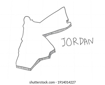 Hand Drawn Of Jordan 3D Map On White Background.