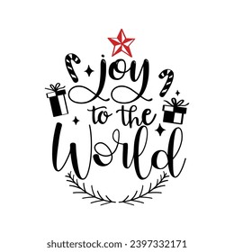 Hand Drawn "Joy To The World" Calligraphy Text Vector Design.