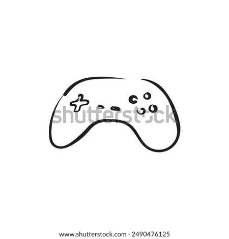 Hand drawn joystick icon. Computer console doodle sketch, joy stick symbol scribble design element isolated, sketchy handdrawn gamepad ink vector imitation