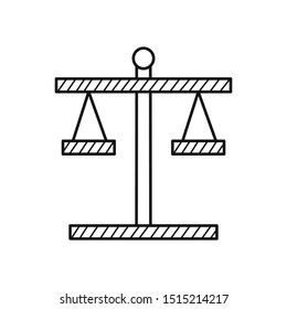 Hand drawn judicial scale isolated on a white. Sketch of judicial scale. Vector illustration.