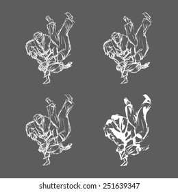 Hand Drawn Judo Throw Isolated Vector Illustration