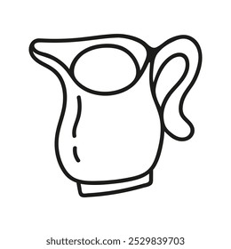 Jarro desenhado à mão com leite para chá ou café. Clipart de barco de molho de doodle linear