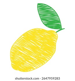 Limão suculento desenhado à mão em um fundo branco, ilustração vetorial.