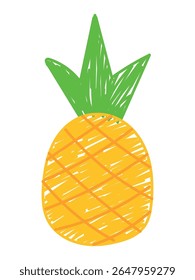 Ananás suculento desenhado à mão em um fundo branco, ilustração vetorial.