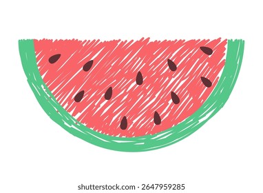 Mão desenhada melancia suculenta em um fundo branco, ilustração vetorial.