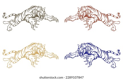 Hand Drawn Jumping Tiger Vector Illustration
