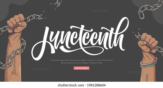 hand drawn juneteenth lettering banner template
