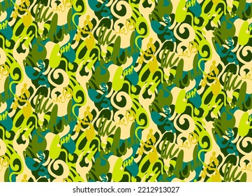 Hand Drawn Jungle Abstract Tribal Vintage Modern Texture Camouflage with color sets 
suitable for Print on texture wrapping paper, wallpaper and decoration 