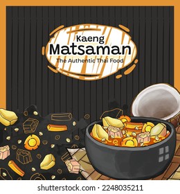 Hand Drawn Kaeng Matsaman The Authentic Thai Food Background
