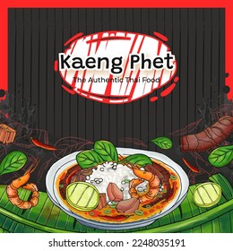 Hand Drawn Kaeng Phet The Authentic Thai Food Background