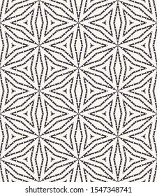 Hand drawn kaleidoscope wagara damask seamless pattern. Japanese bamboo stem motif, hand drawn in  ecru neutral tone. All over print for asian home decor, fashion. Vector swatch repeat.