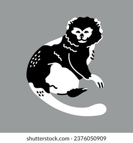 Hand drawn kallimiko the Geldian monkey color concept. Children's character. Abstract art animal. Contemporary trendy vector illustration.