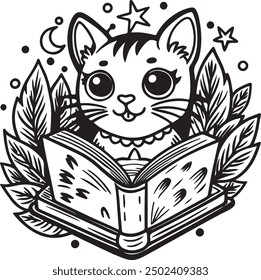 Hand Drawn Kawaii Book Illustration