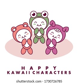 Hand drawn kawaii characters collection Vector Cartoon Human design