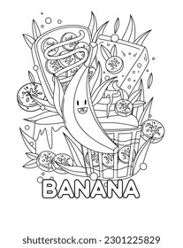 Hand drawn kawaii coloring book Vector illustration.