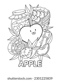 Hand drawn kawaii coloring book Vector illustration.