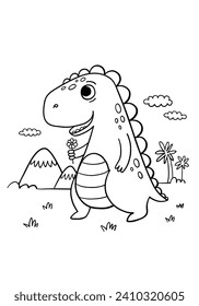 Hand drawn kawaii coloring book illustration
