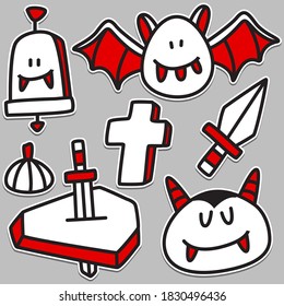 hand drawn kawaii doodle cartoon vampire design for wallpaper, stickers, coloring books, pins, emblems logos and more