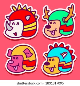 hand drawn kawaii doodle cartoon animal design for wallpaper, stickers, coloring books, pins, emblems logos, patch and more
