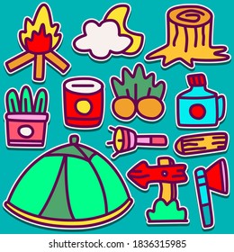 hand drawn kawaii doodle cartoon camper design for wallpaper, stickers, coloring books, pins, emblems logos and more