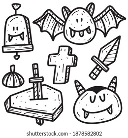 Hand Drawn Kawaii Doodle Vampire Design Illustration